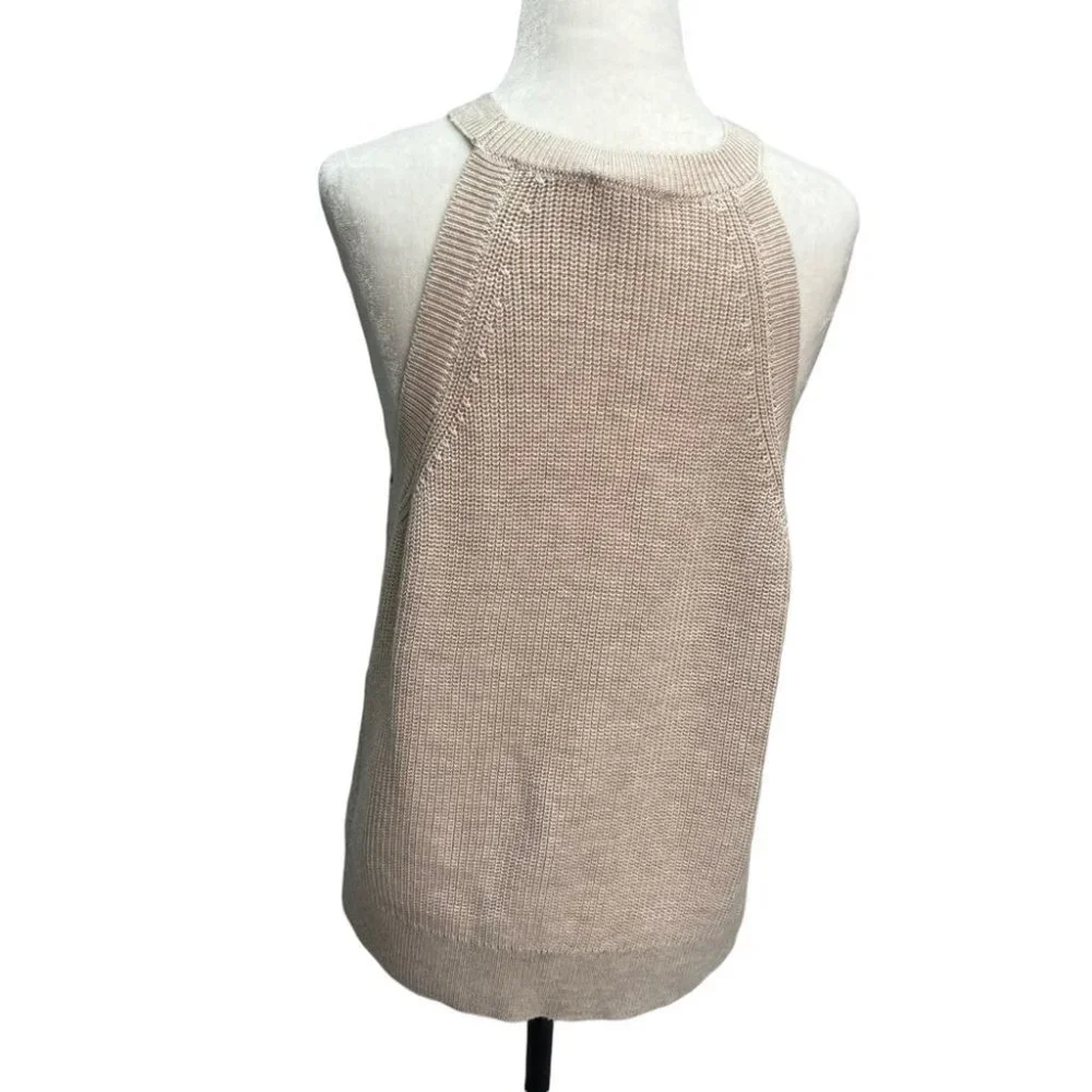♥️SOLD♥️Gentle Fawn Jasper Halter Neck Ribbed Strappy Crochet Top Cream Size L - Picture 4 of 10